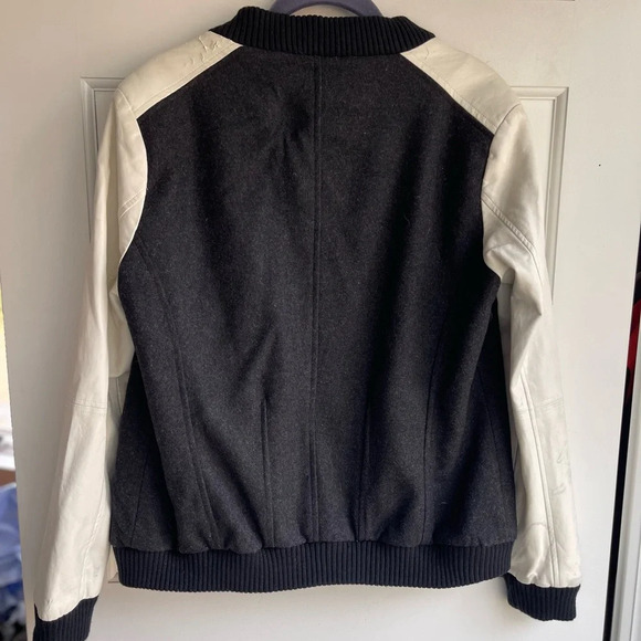 Vintage Varsity bomber jacket wool black and white streetwear timeless academia - Picture 5 of 9